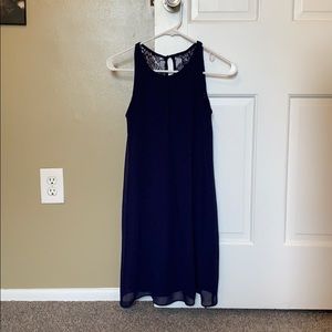 Navy Blue Dress with Lace Back